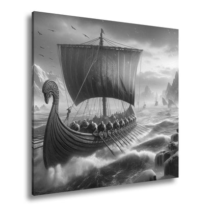 Leinwandbild Wikinger XXL – Stürmen mit Macht durch gefrorene Fluten - deyoli