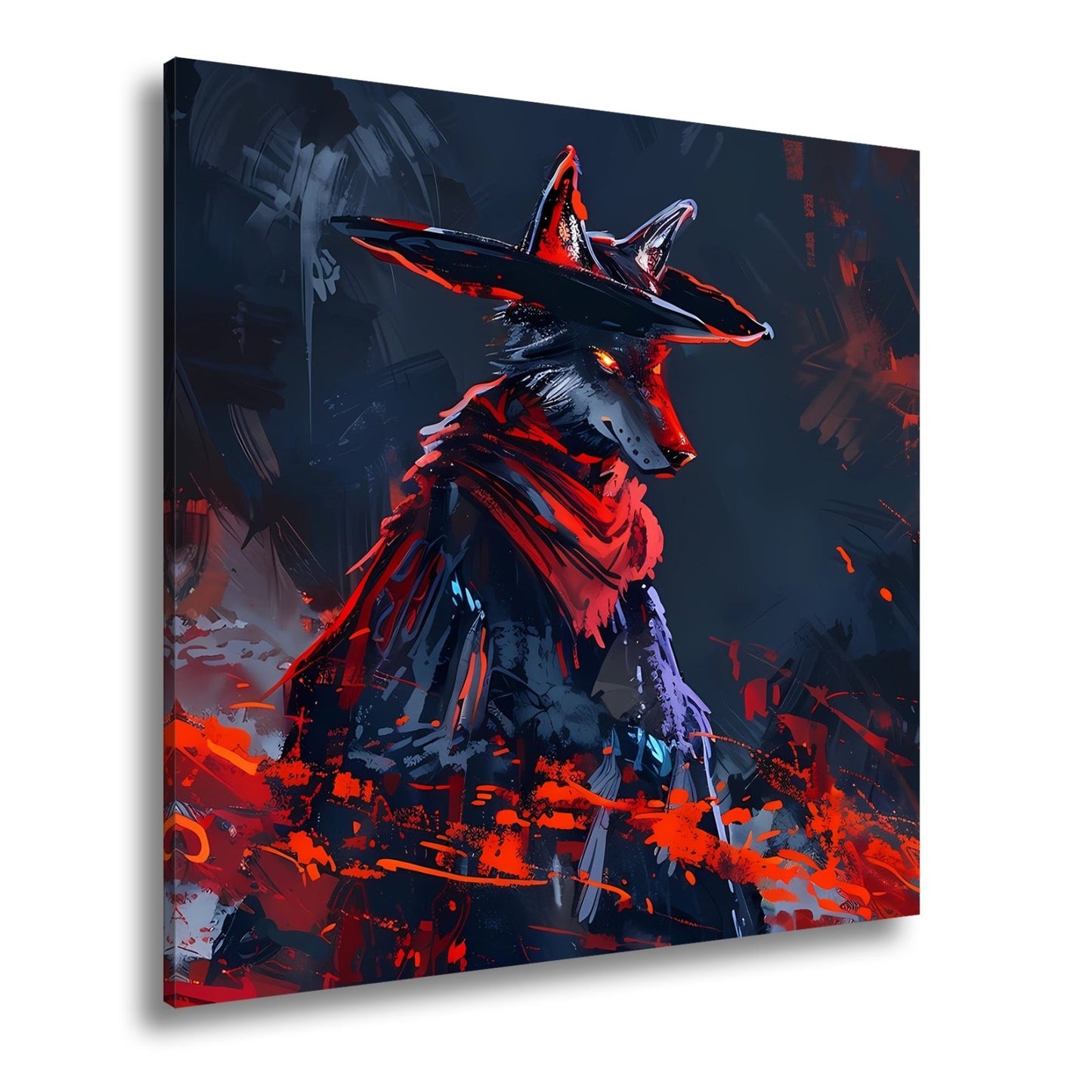 Leinwandbild Wolf XXL – Stilvoll im Mantel aus Licht und Schatten - deyoli
