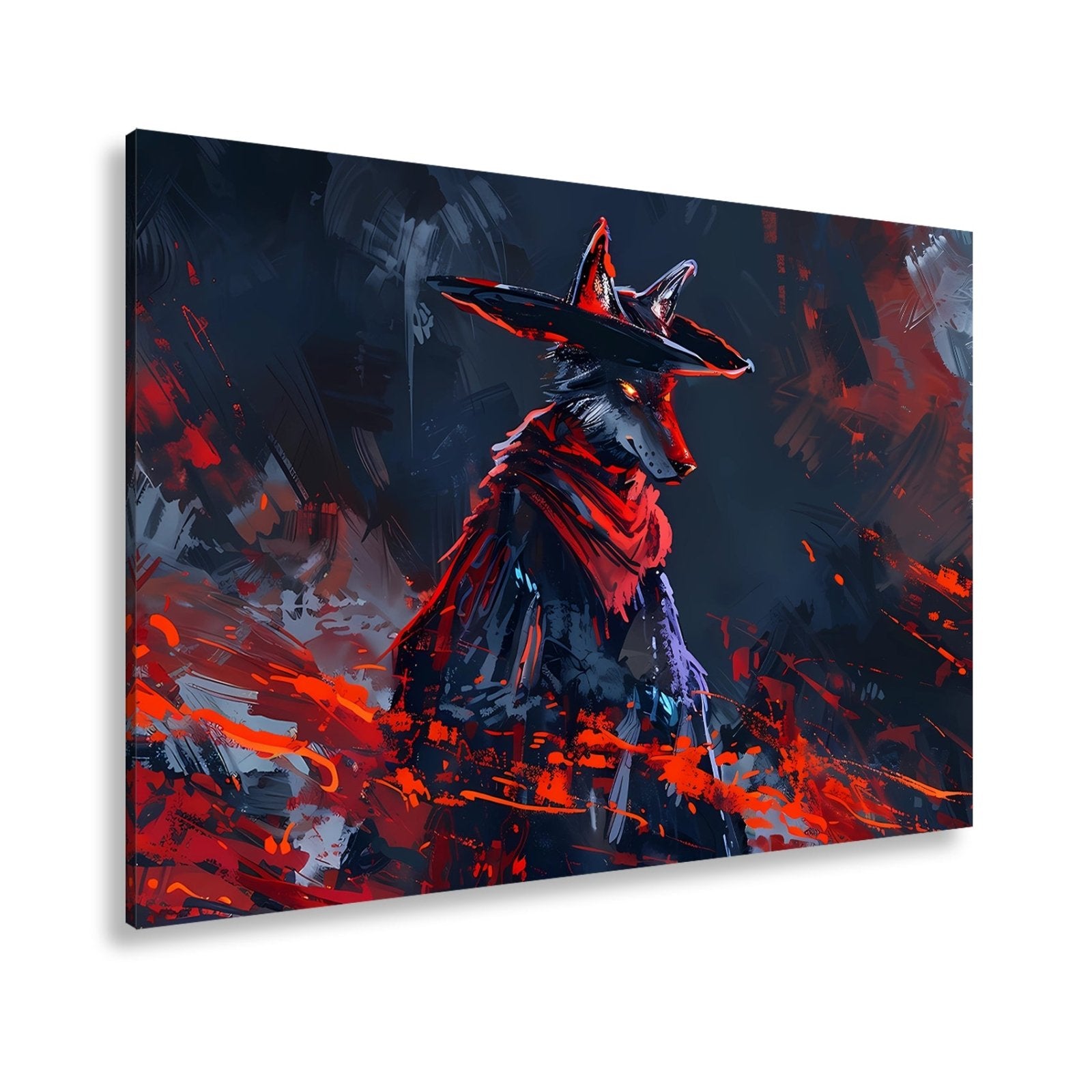 Leinwandbild Wolf XXL – Stilvoll im Mantel aus Licht und Schatten - deyoli