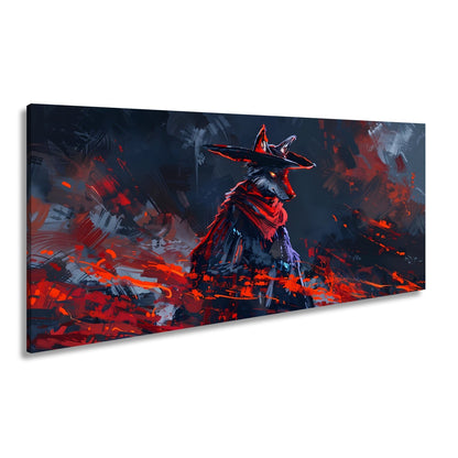Leinwandbild Wolf XXL – Stilvoll im Mantel aus Licht und Schatten - deyoli