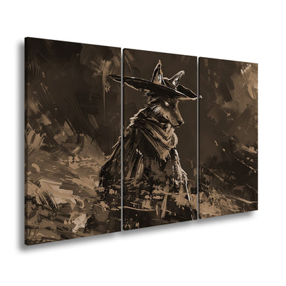 Leinwandbild Wolf XXL – Stilvoll im Mantel aus Licht und Schatten - deyoli