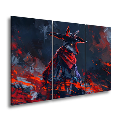 Leinwandbild Wolf XXL – Stilvoll im Mantel aus Licht und Schatten - deyoli