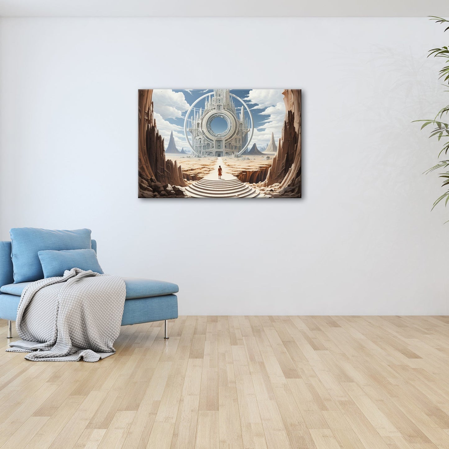 Leinwandbild Wüstenarchitektur XXL – Majestätisch öffnet Tor ins Unendliche - deyoli