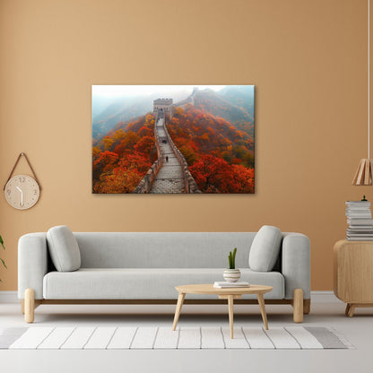 Leinwandbild XXL Chinesische Mauer Herbst – China - deyoli
