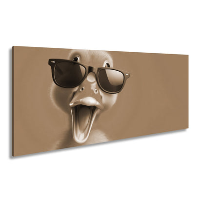 Leinwandbild XXL Ente – Coole Ente mit Sonnenbrille - deyoli