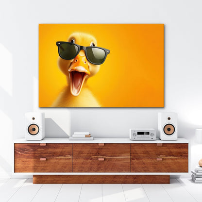 Leinwandbild XXL Ente – Coole Ente mit Sonnenbrille - deyoli