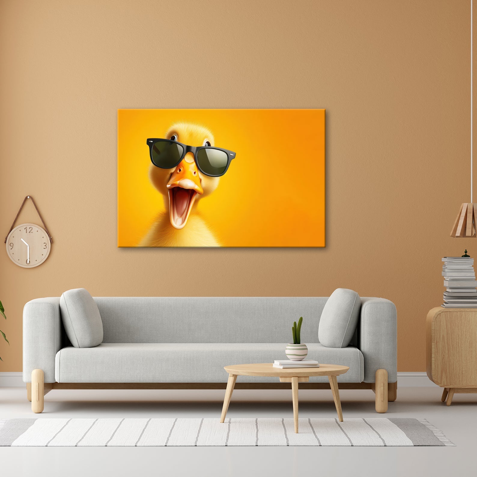 Leinwandbild XXL Ente – Coole Ente mit Sonnenbrille - deyoli