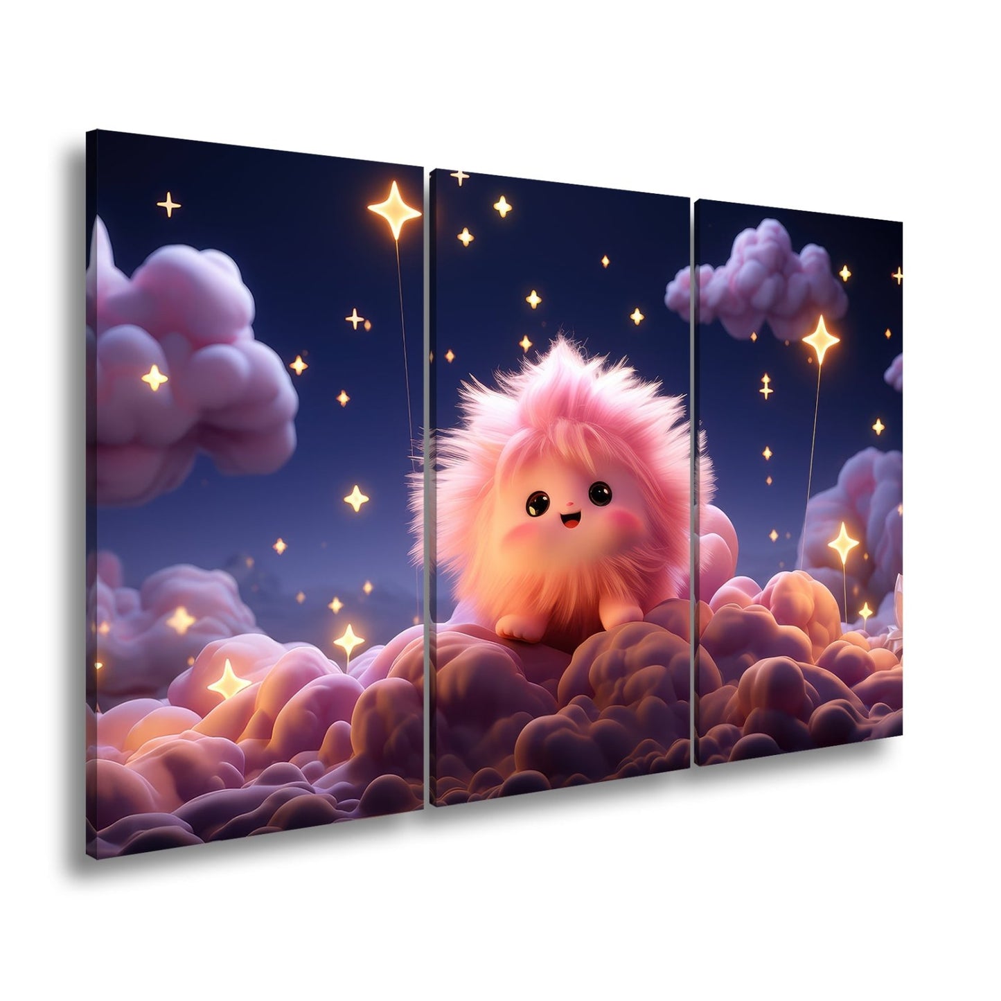 Leinwandbild XXL Fantasy – Flauschiges Traumwesen auf Sternenwolken - deyoli