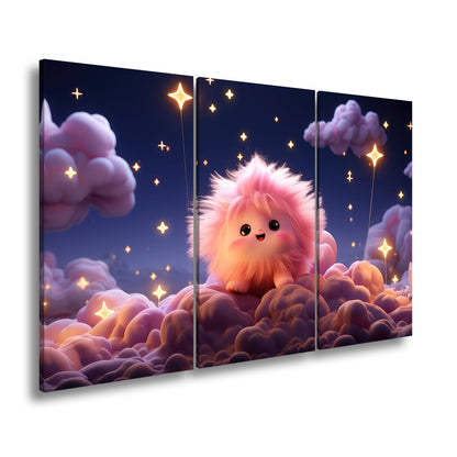 Leinwandbild XXL Fantasy – Flauschiges Traumwesen auf Sternenwolken - deyoli