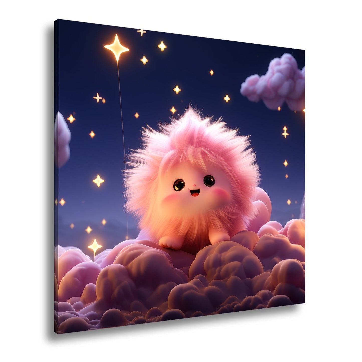 Leinwandbild XXL Fantasy – Flauschiges Traumwesen auf Sternenwolken - deyoli