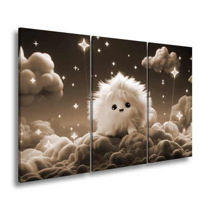 Leinwandbild XXL Fantasy – Flauschiges Traumwesen auf Sternenwolken - deyoli