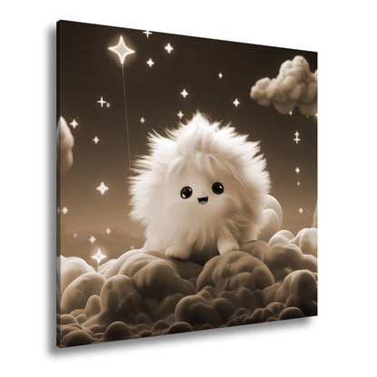 Leinwandbild XXL Fantasy – Flauschiges Traumwesen auf Sternenwolken - deyoli