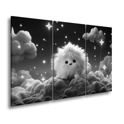 Leinwandbild XXL Fantasy – Flauschiges Traumwesen auf Sternenwolken - deyoli