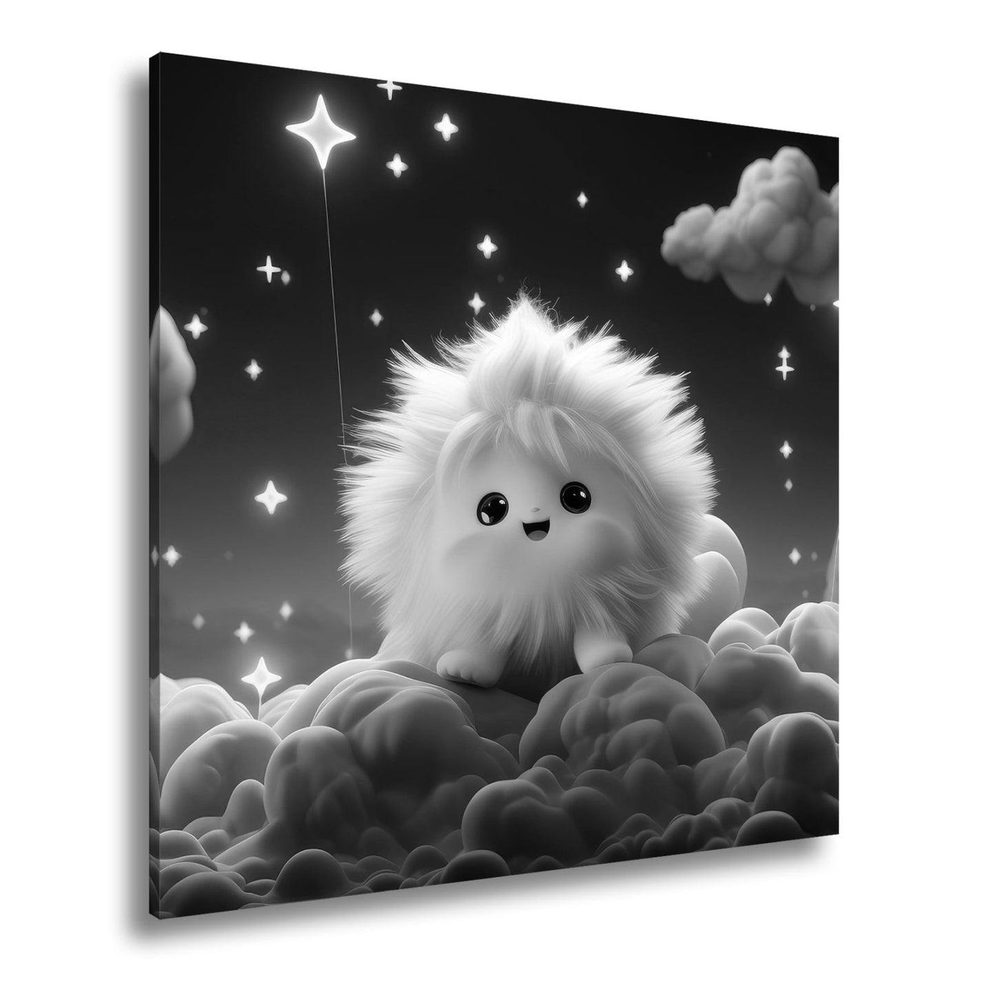 Leinwandbild XXL Fantasy – Flauschiges Traumwesen auf Sternenwolken - deyoli