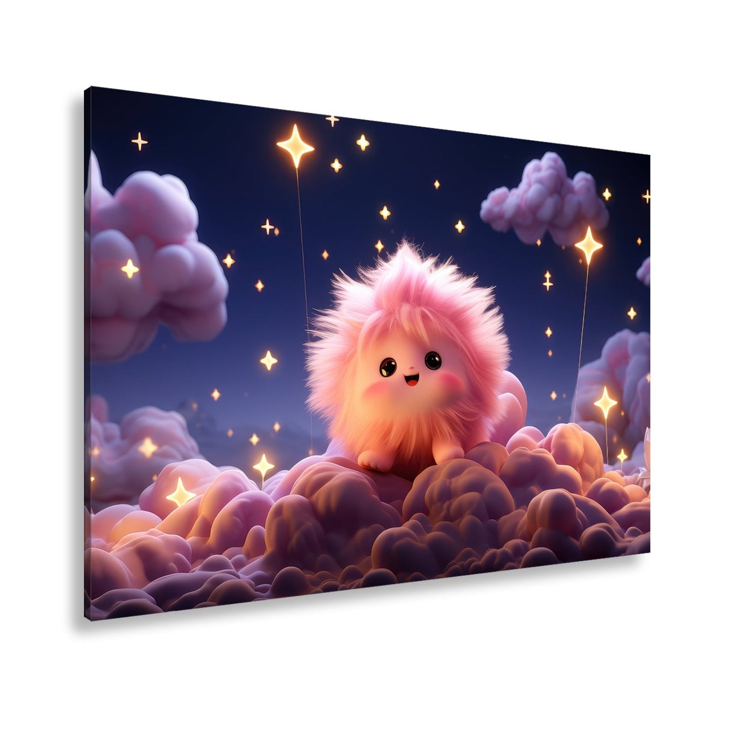 Leinwandbild XXL Fantasy – Flauschiges Traumwesen auf Sternenwolken - deyoli