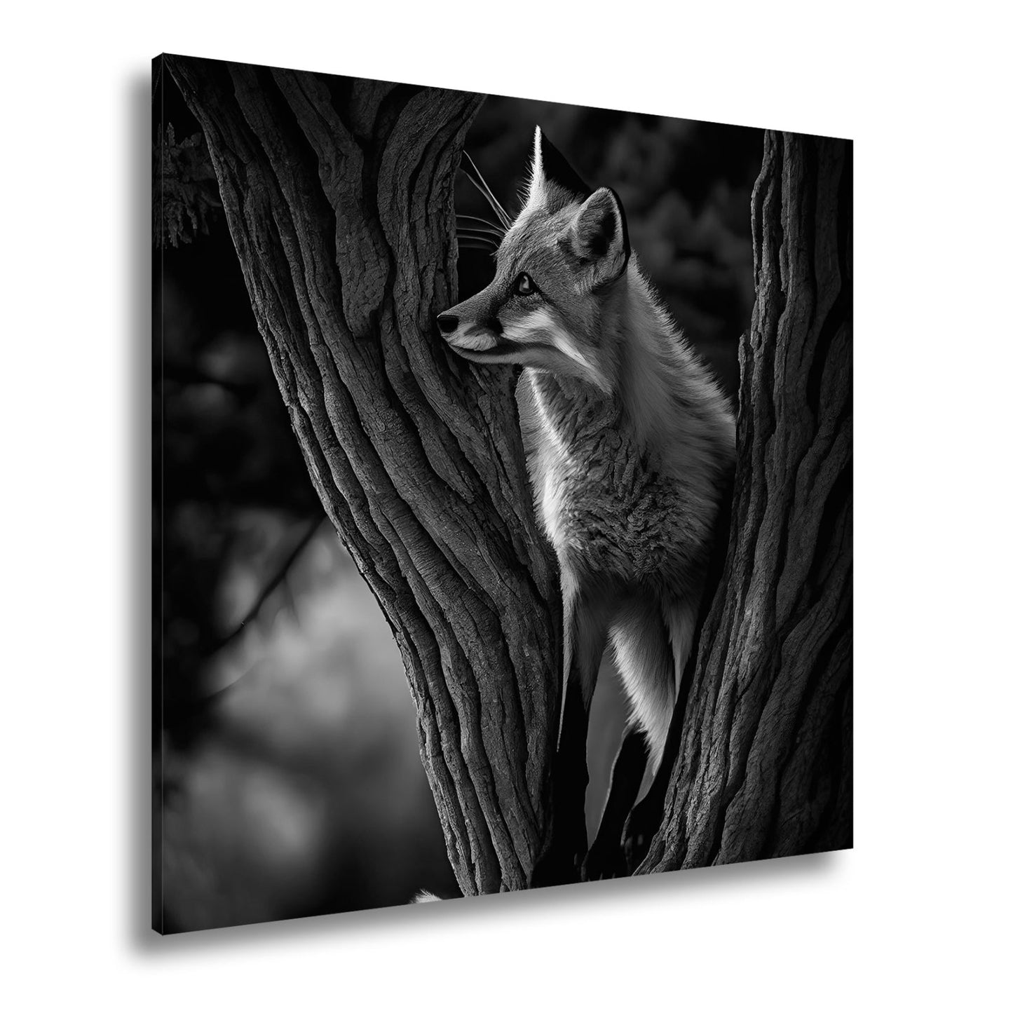 Leinwandbild XXL Fuchs – Elegant im Geäst als stiller Waldgeist - deyoli