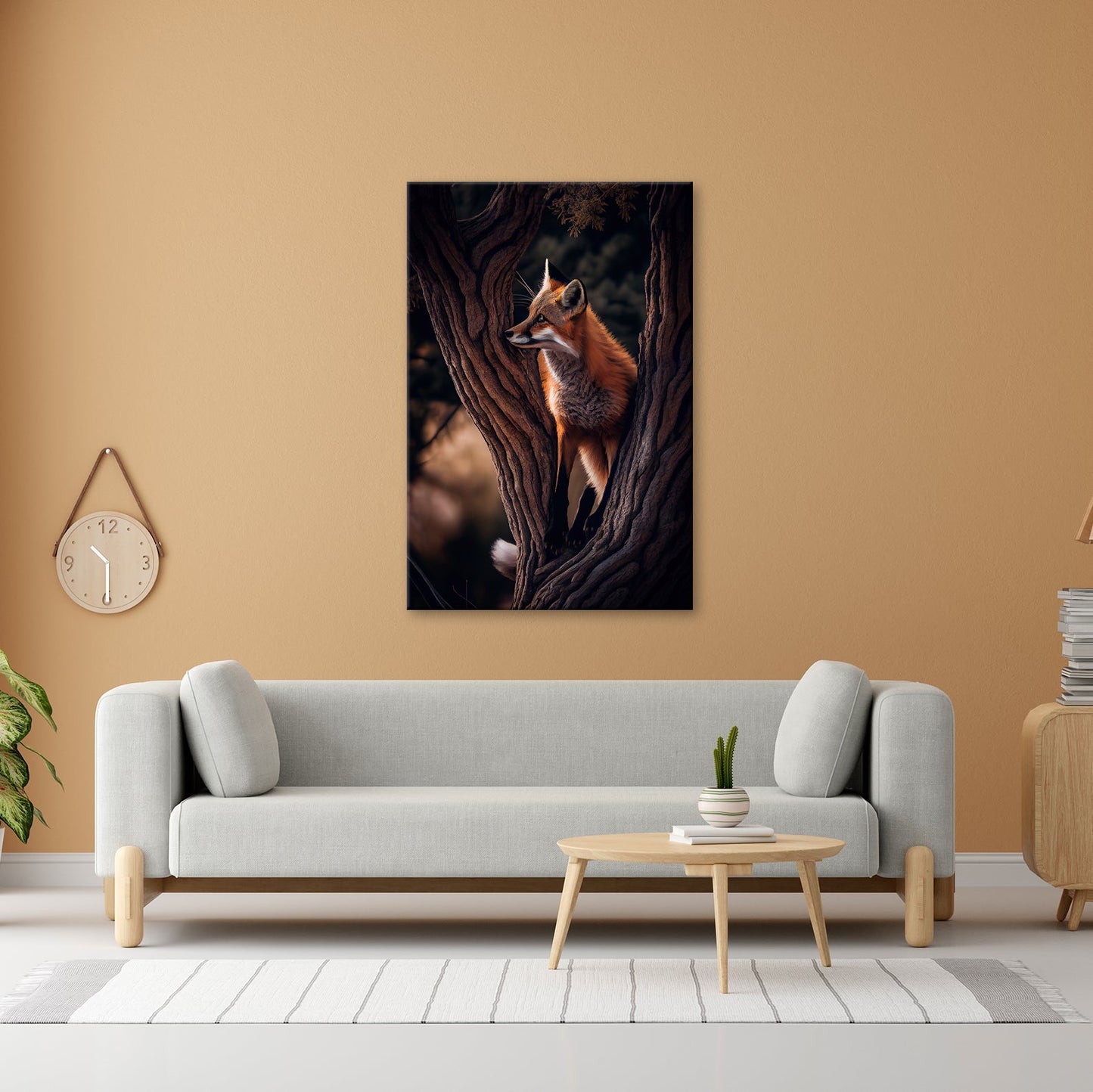 Leinwandbild XXL Fuchs – Elegant im Geäst als stiller Waldgeist - deyoli