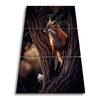 Leinwandbild XXL Fuchs – Elegant im Geäst als stiller Waldgeist - deyoli