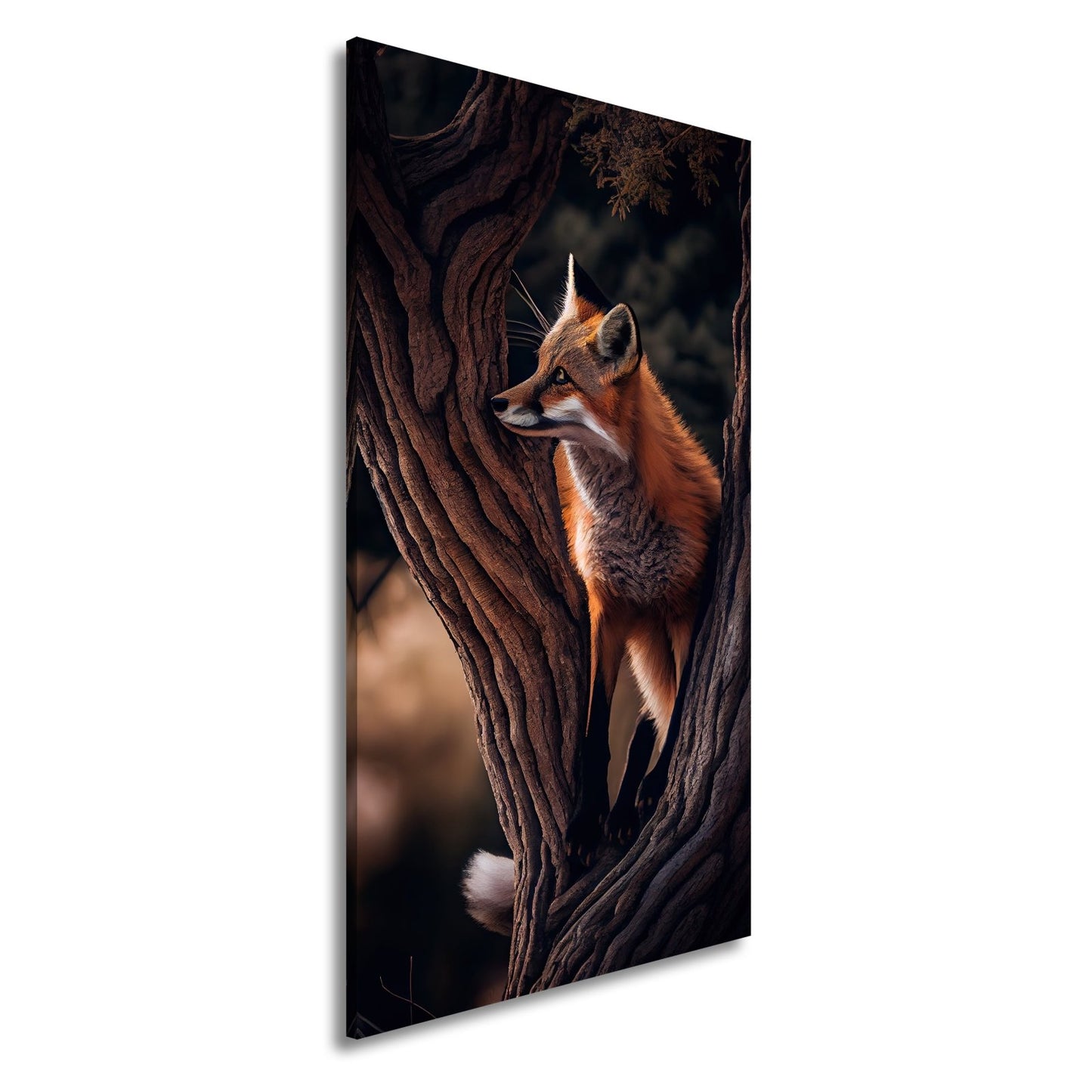 Leinwandbild XXL Fuchs – Elegant im Geäst als stiller Waldgeist - deyoli