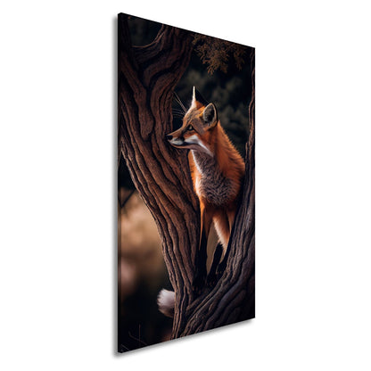 Leinwandbild XXL Fuchs – Elegant im Geäst als stiller Waldgeist - deyoli