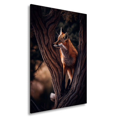 Leinwandbild XXL Fuchs – Elegant im Geäst als stiller Waldgeist - deyoli