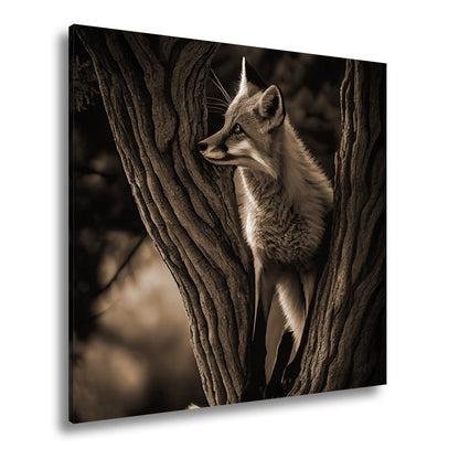 Leinwandbild XXL Fuchs – Elegant im Geäst als stiller Waldgeist - deyoli