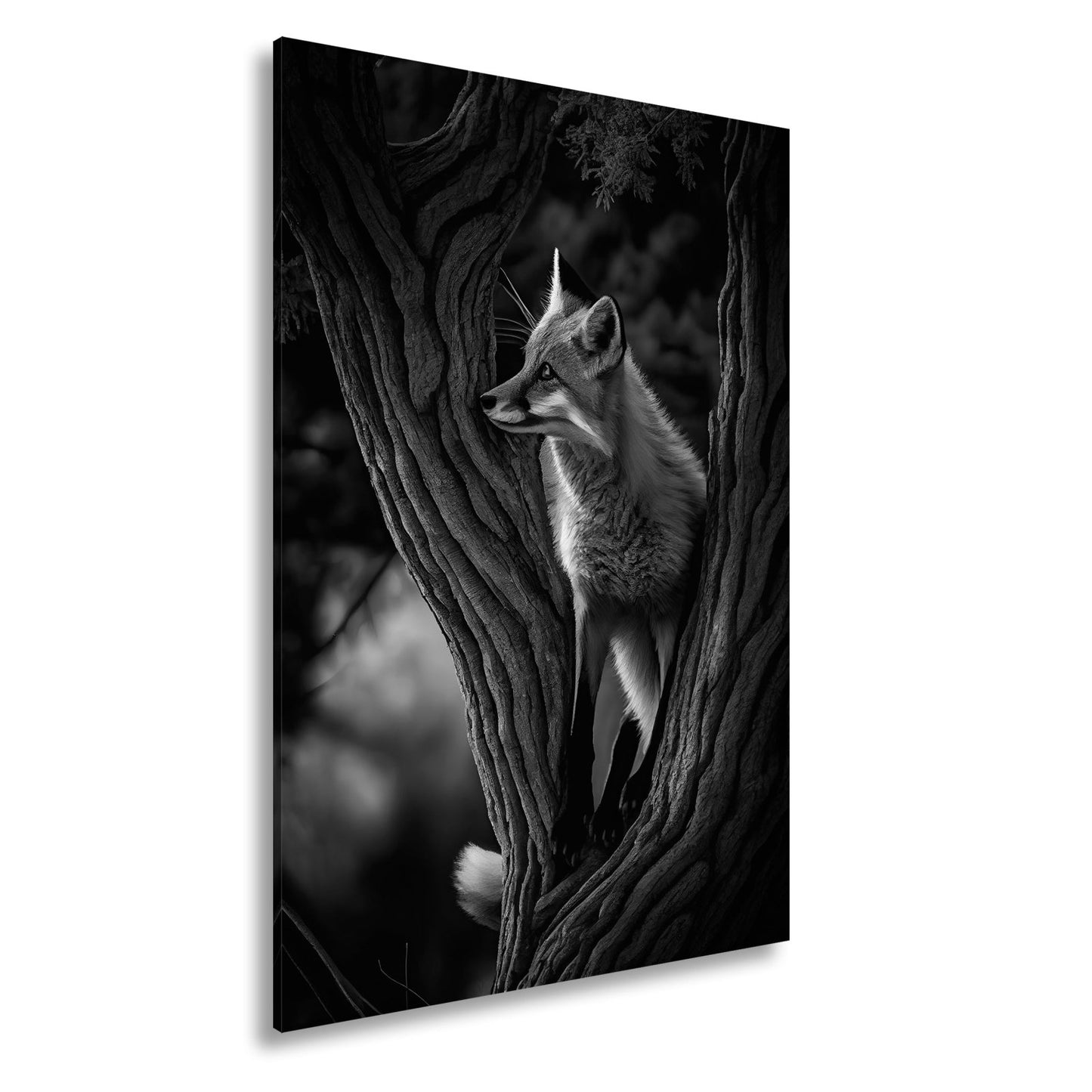 Leinwandbild XXL Fuchs – Elegant im Geäst als stiller Waldgeist - deyoli