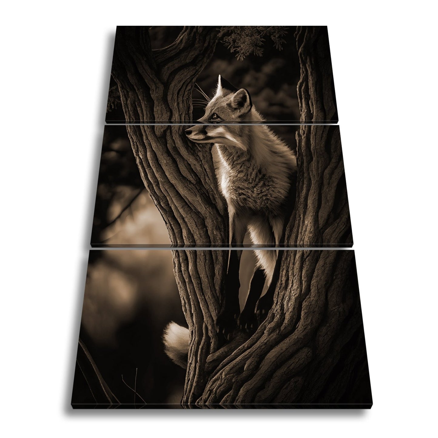 Leinwandbild XXL Fuchs – Elegant im Geäst als stiller Waldgeist - deyoli