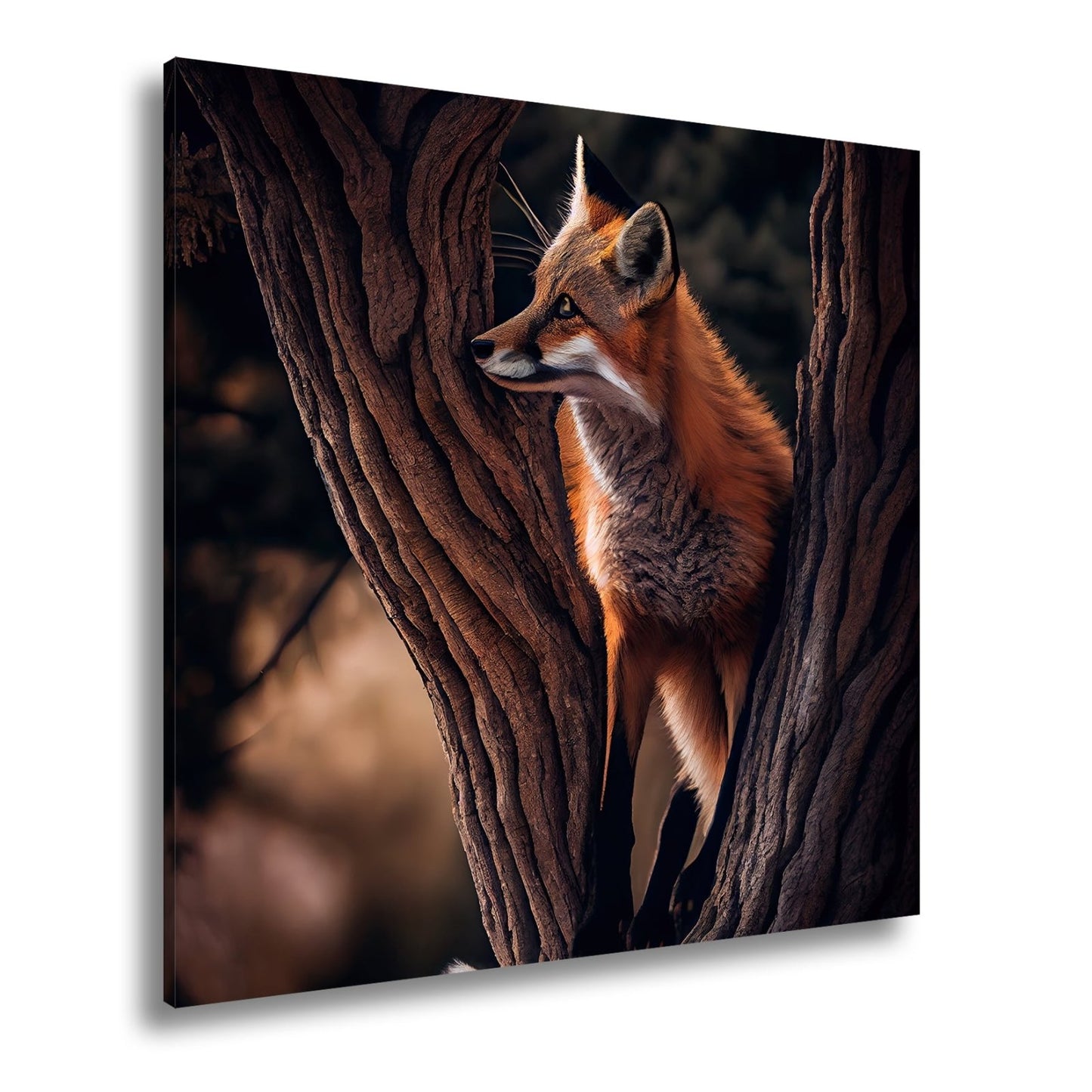 Leinwandbild XXL Fuchs – Elegant im Geäst als stiller Waldgeist - deyoli
