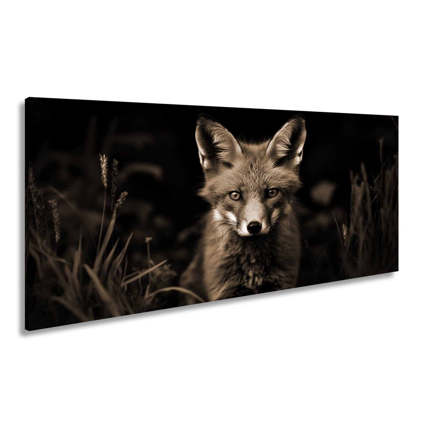 Leinwandbild XXL Fuchs – Fuchsblick im Schatten voller Magie - deyoli