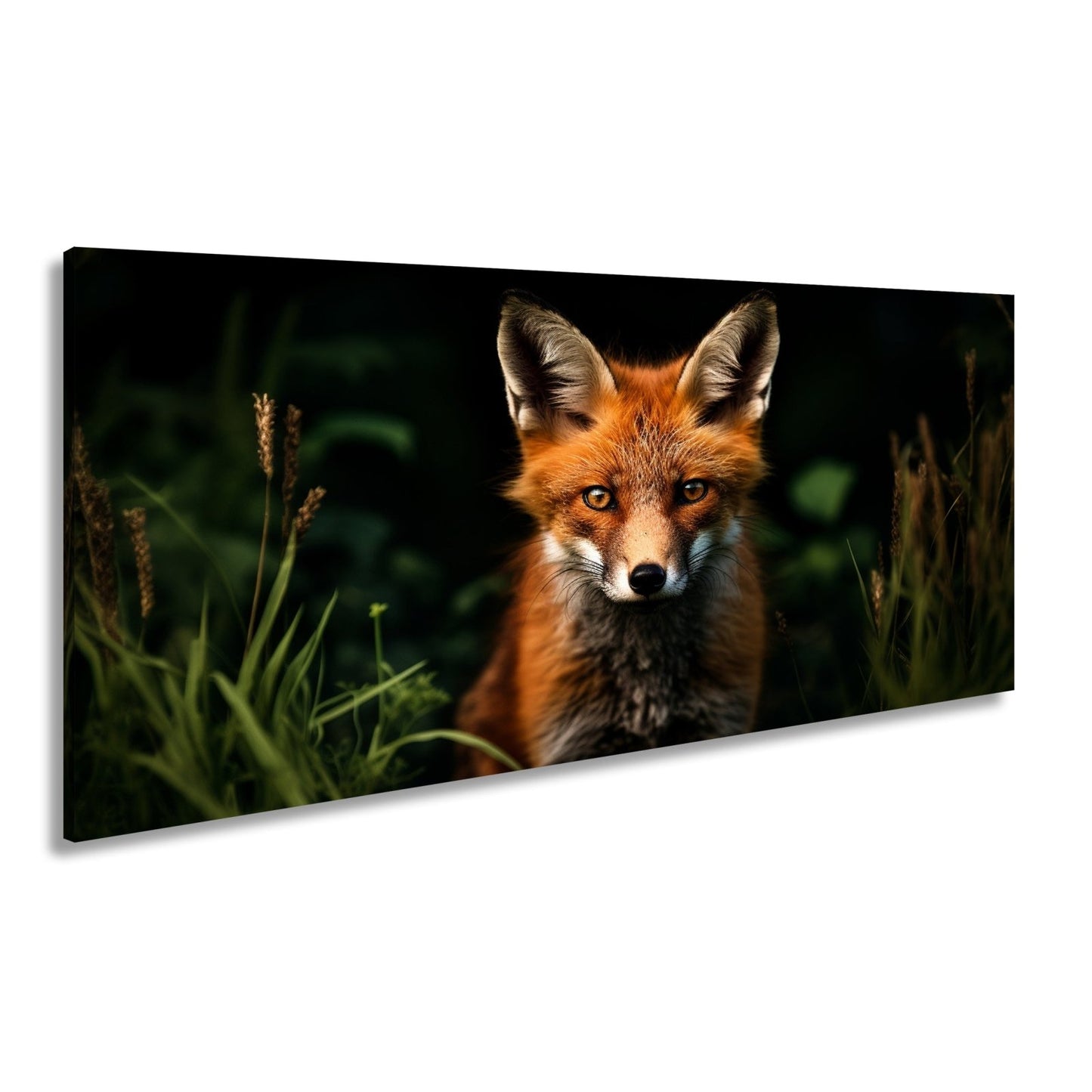 Leinwandbild XXL Fuchs – Fuchsblick im Schatten voller Magie - deyoli