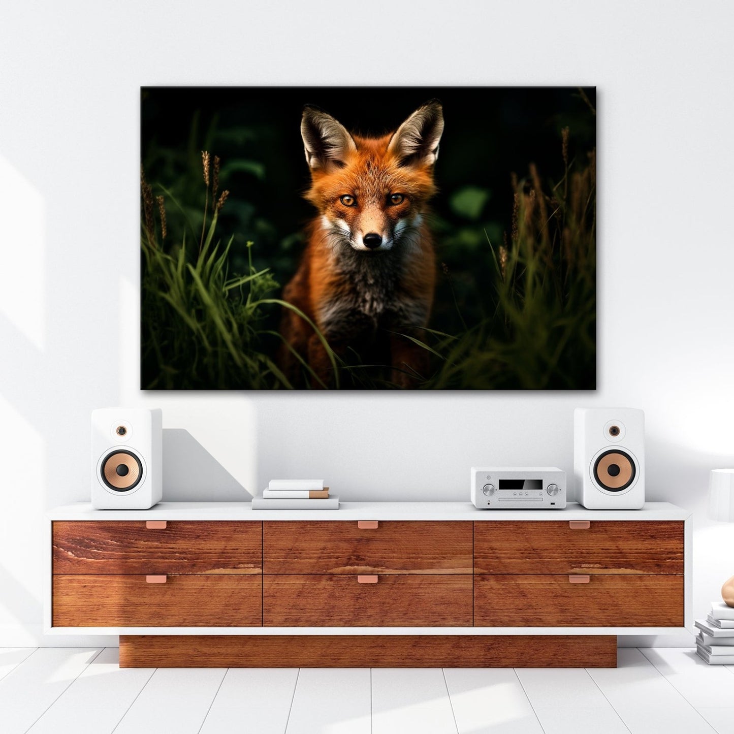 Leinwandbild XXL Fuchs – Fuchsblick im Schatten voller Magie - deyoli