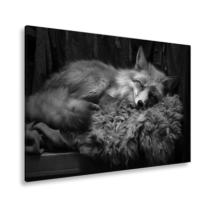 Leinwandbild XXL Fuchs – Fuchstraum in Wolle – sanft gebettet in stiller Wärme. - deyoli
