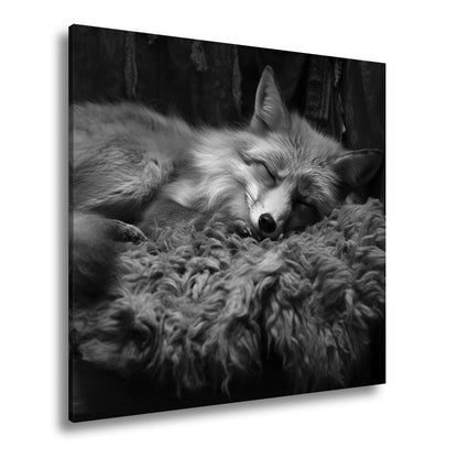 Leinwandbild XXL Fuchs – Fuchstraum in Wolle – sanft gebettet in stiller Wärme. - deyoli