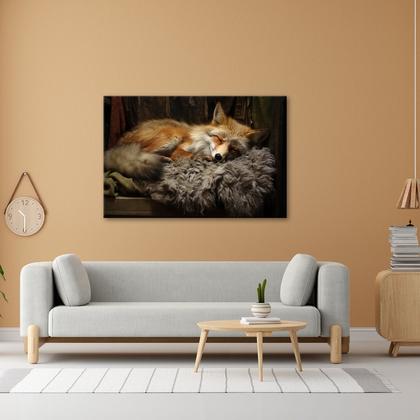 Leinwandbild XXL Fuchs – Fuchstraum in Wolle – sanft gebettet in stiller Wärme. - deyoli