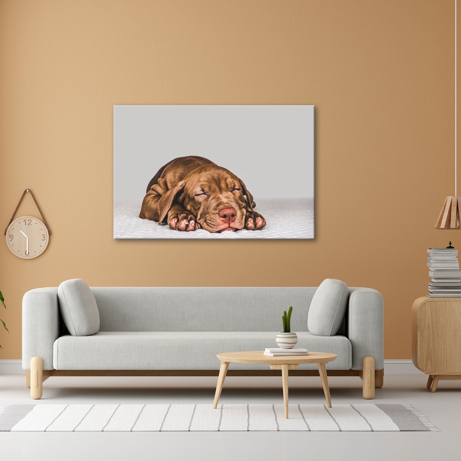 Leinwandbild XXL Hund Welpe – Welpenfrieden Kunstdruck - deyoli