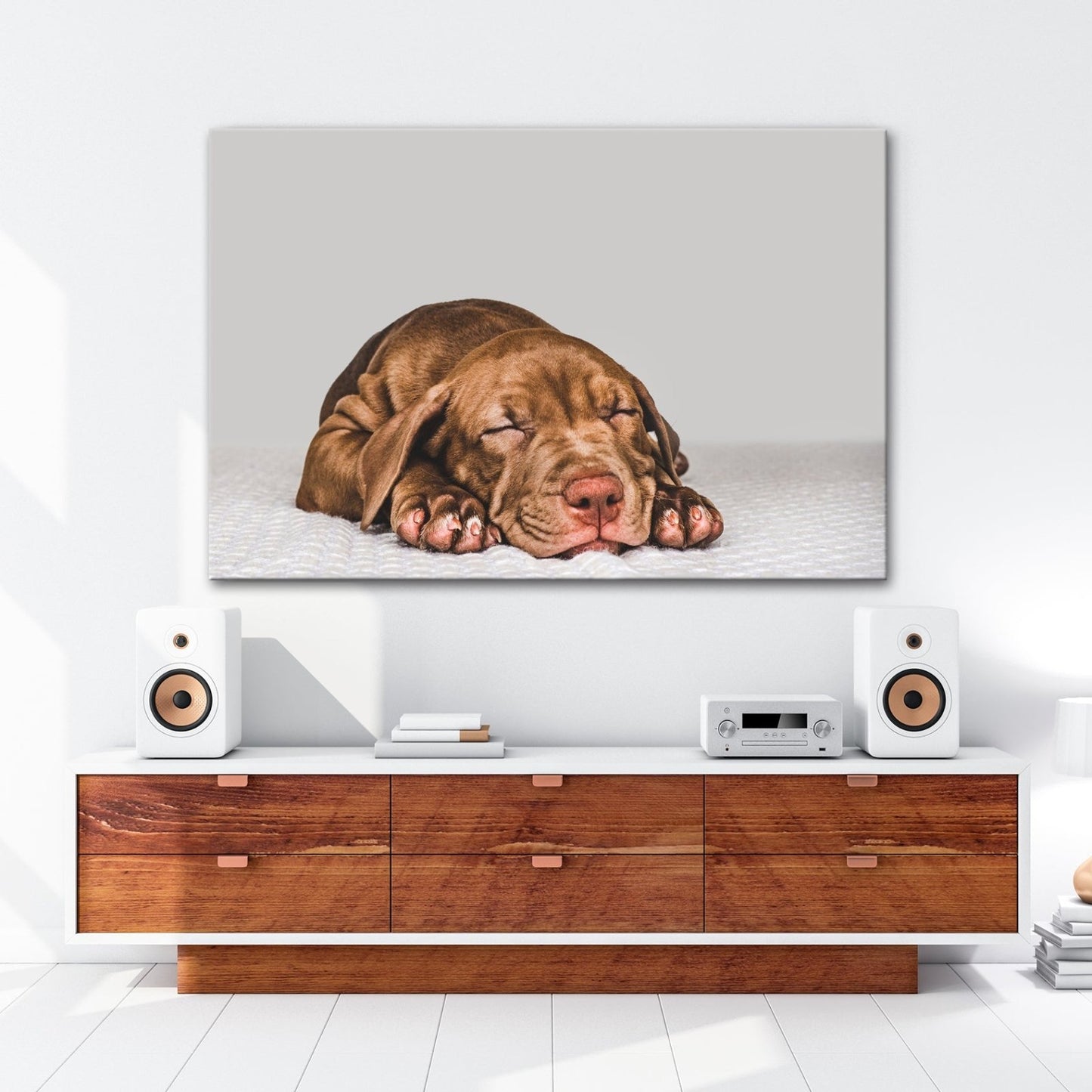 Leinwandbild XXL Hund Welpe – Welpenfrieden Kunstdruck - deyoli