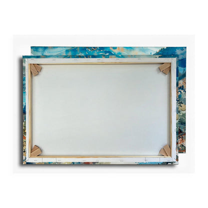Leinwandbild XXL Japanischer Tempel Aquarell – Bergwald - deyoli
