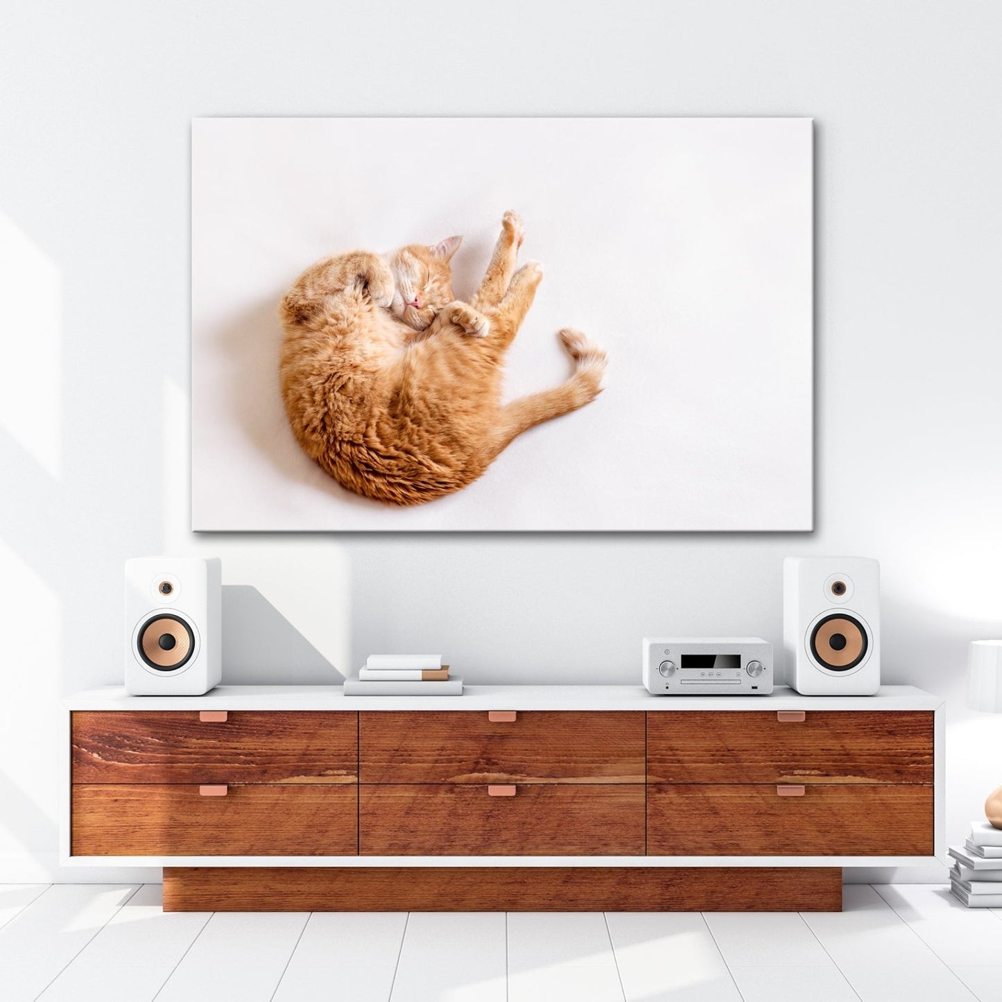 Leinwandbild XXL Katze – Rotgetigerter Traum Wandbild / Wohnzimmer Dekoration - deyoli