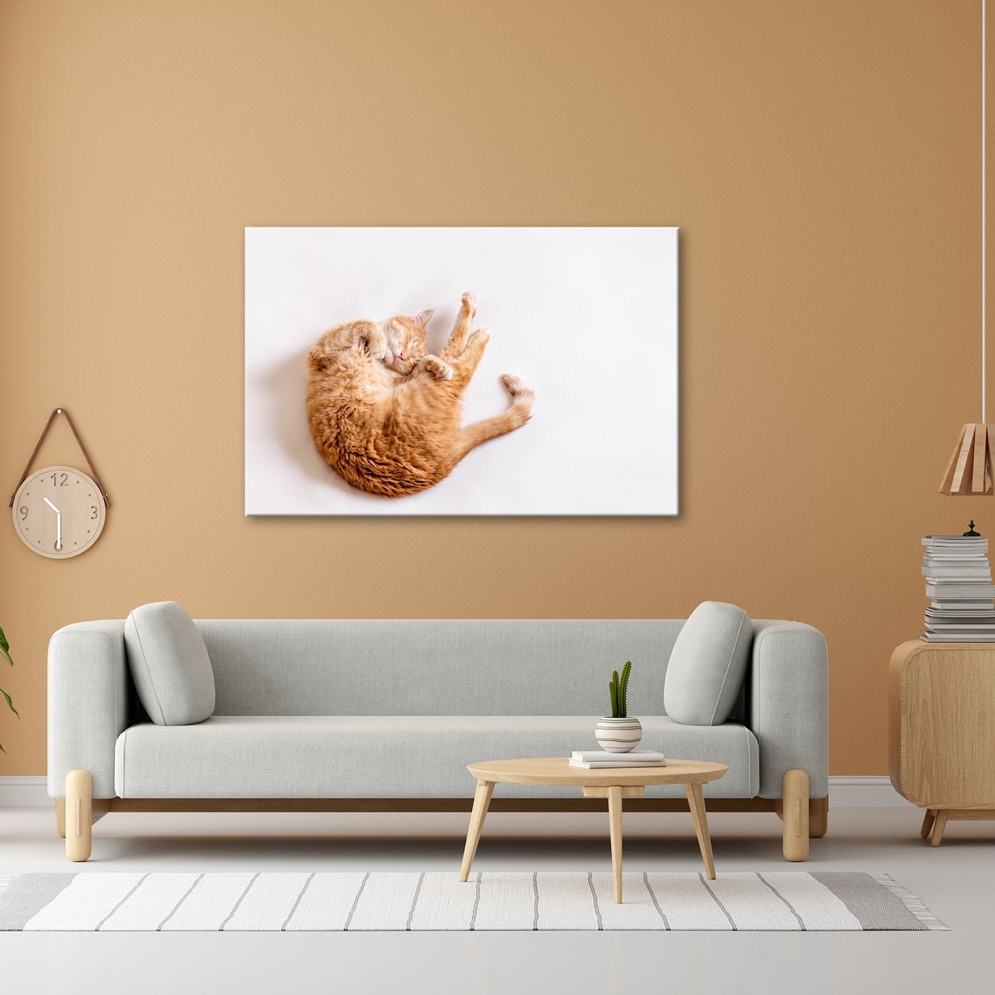 Leinwandbild XXL Katze – Rotgetigerter Traum Wandbild / Wohnzimmer Dekoration - deyoli