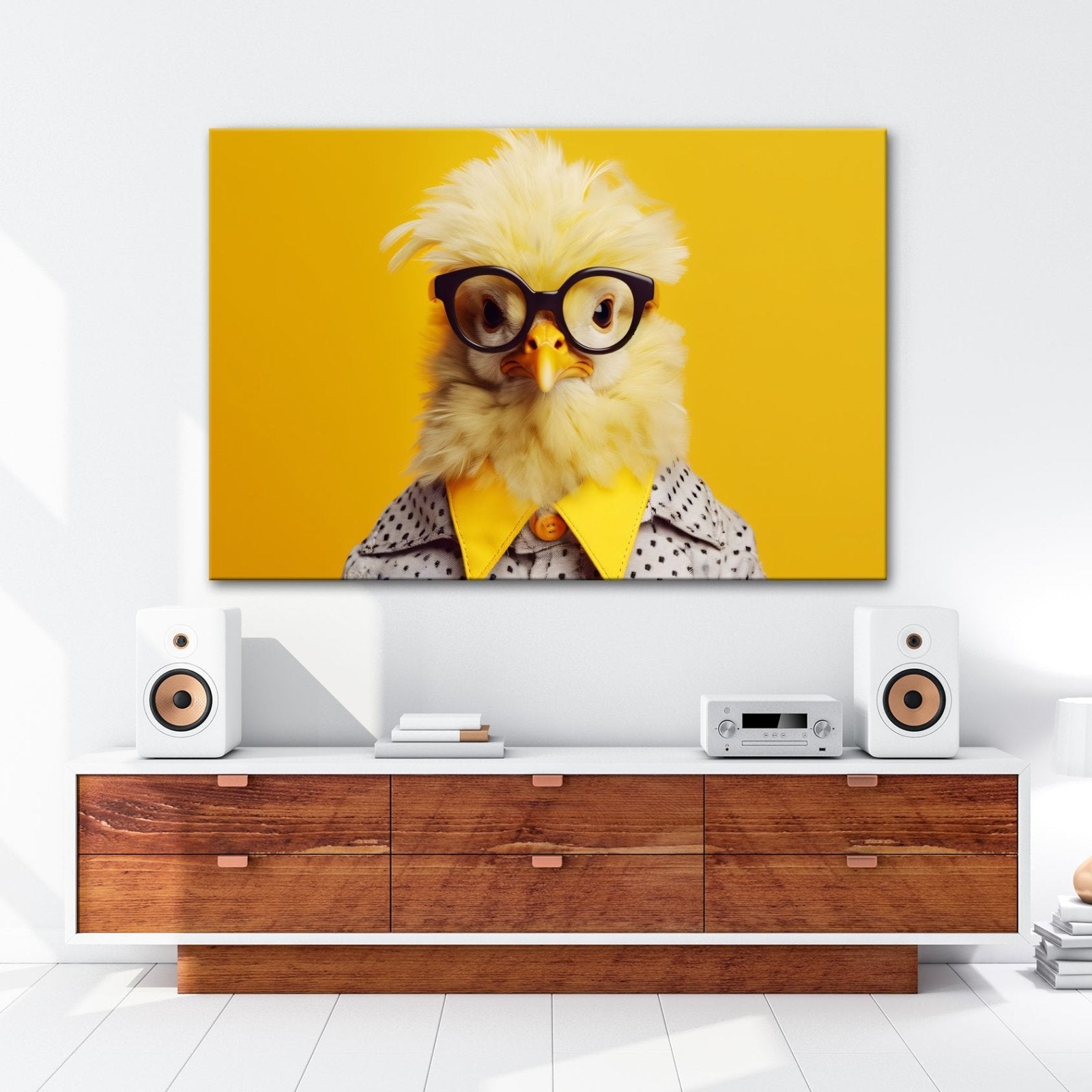Leinwandbild XXL Küken – Stylisches Küken mit Brille - deyoli