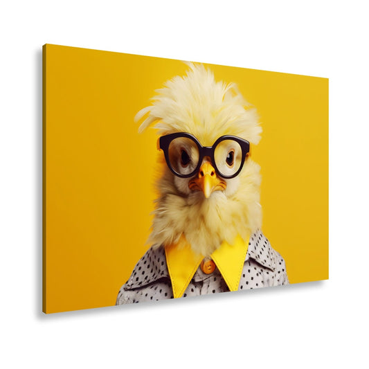 Leinwandbild XXL Küken – Stylisches Küken mit Brille - deyoli
