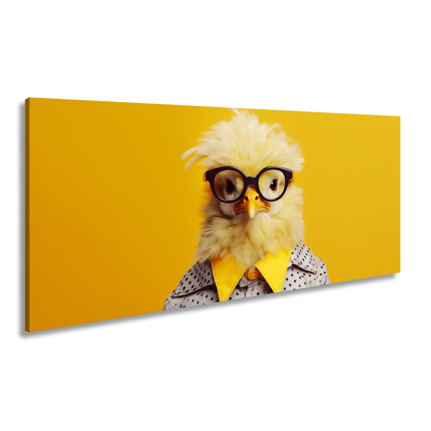 Leinwandbild XXL Küken – Stylisches Küken mit Brille - deyoli
