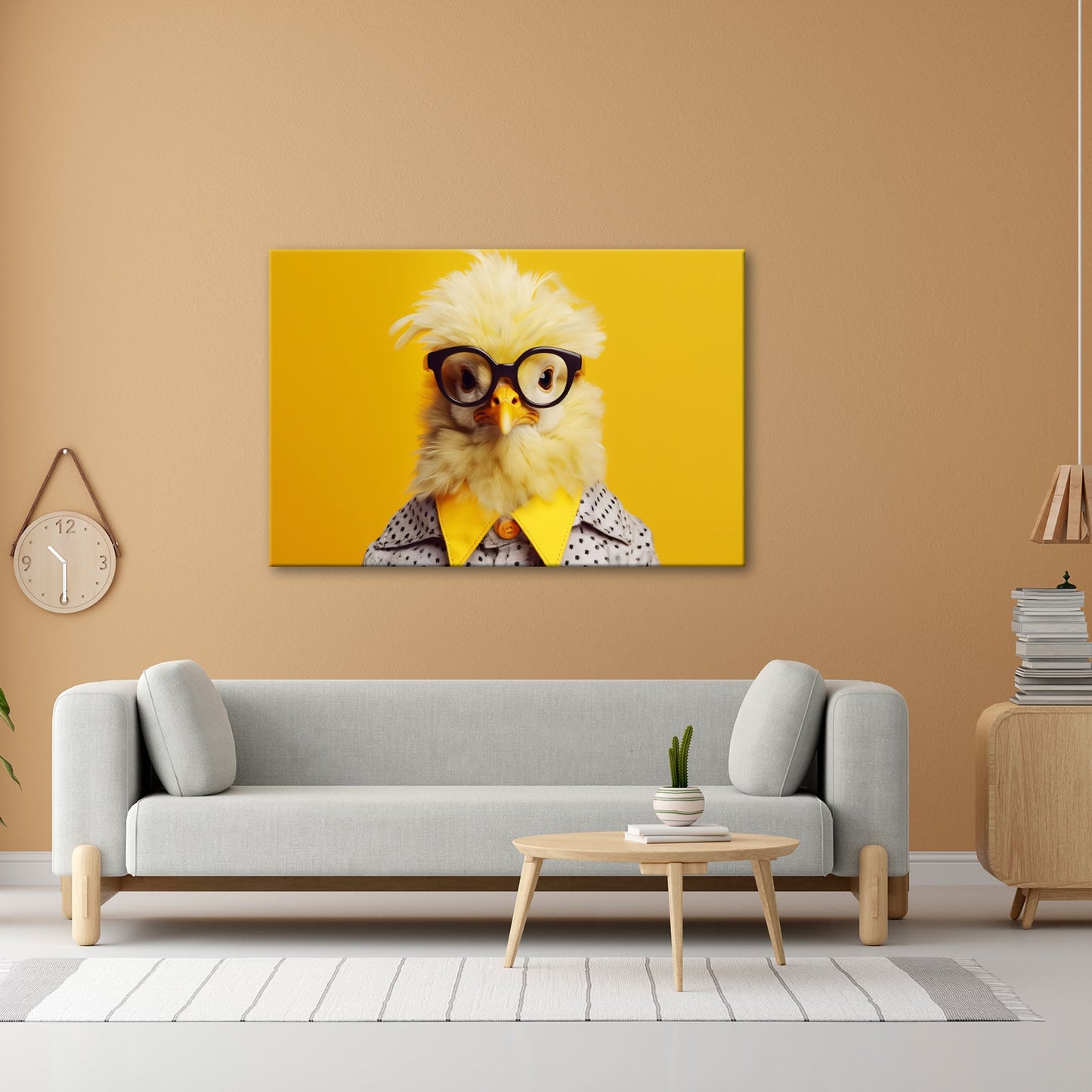 Leinwandbild XXL Küken – Stylisches Küken mit Brille - deyoli