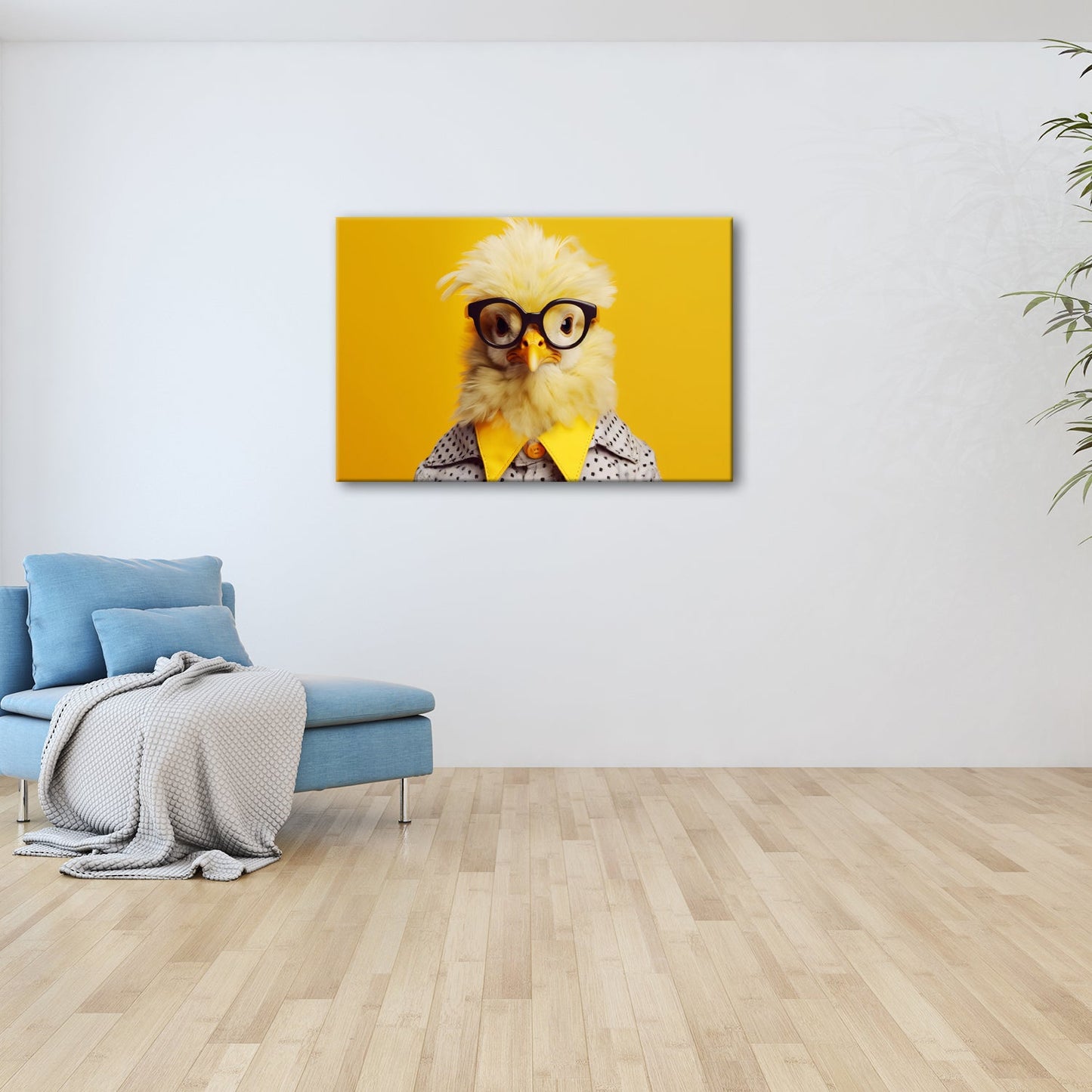 Leinwandbild XXL Küken – Stylisches Küken mit Brille - deyoli