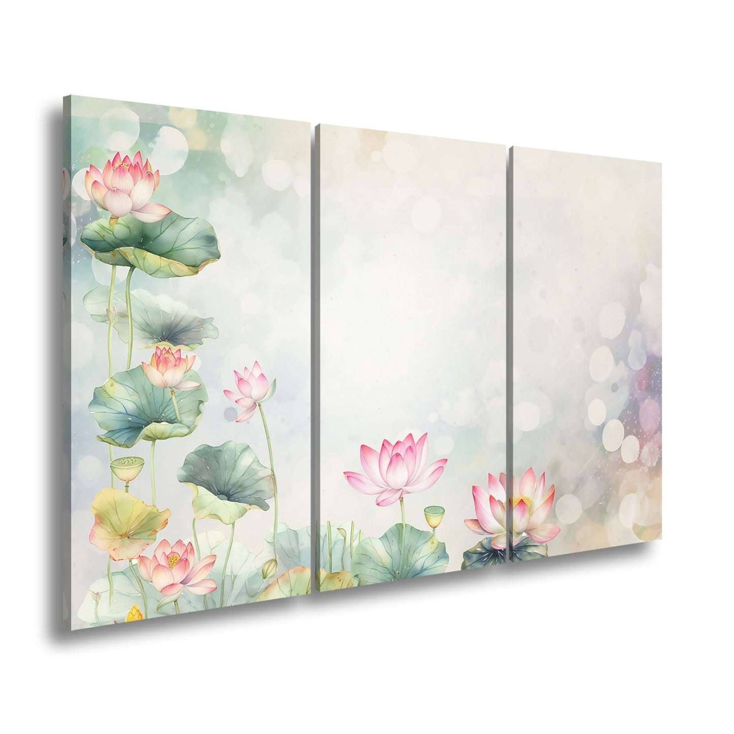 Leinwandbild XXL Lotusblüten Aquarell – Zart Verträumt - deyoli