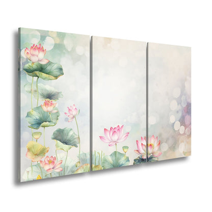 Leinwandbild XXL Lotusblüten Aquarell – Zart Verträumt - deyoli