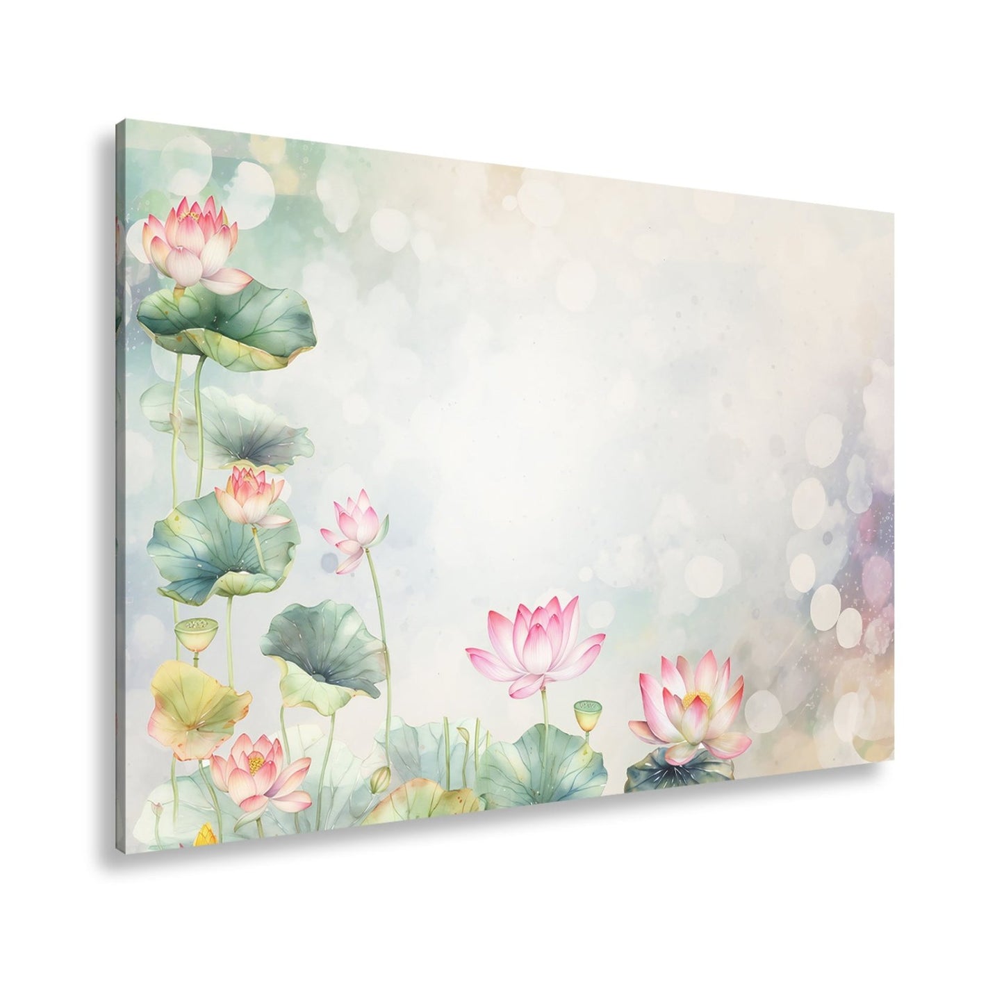 Leinwandbild XXL Lotusblüten Aquarell – Zart Verträumt - deyoli