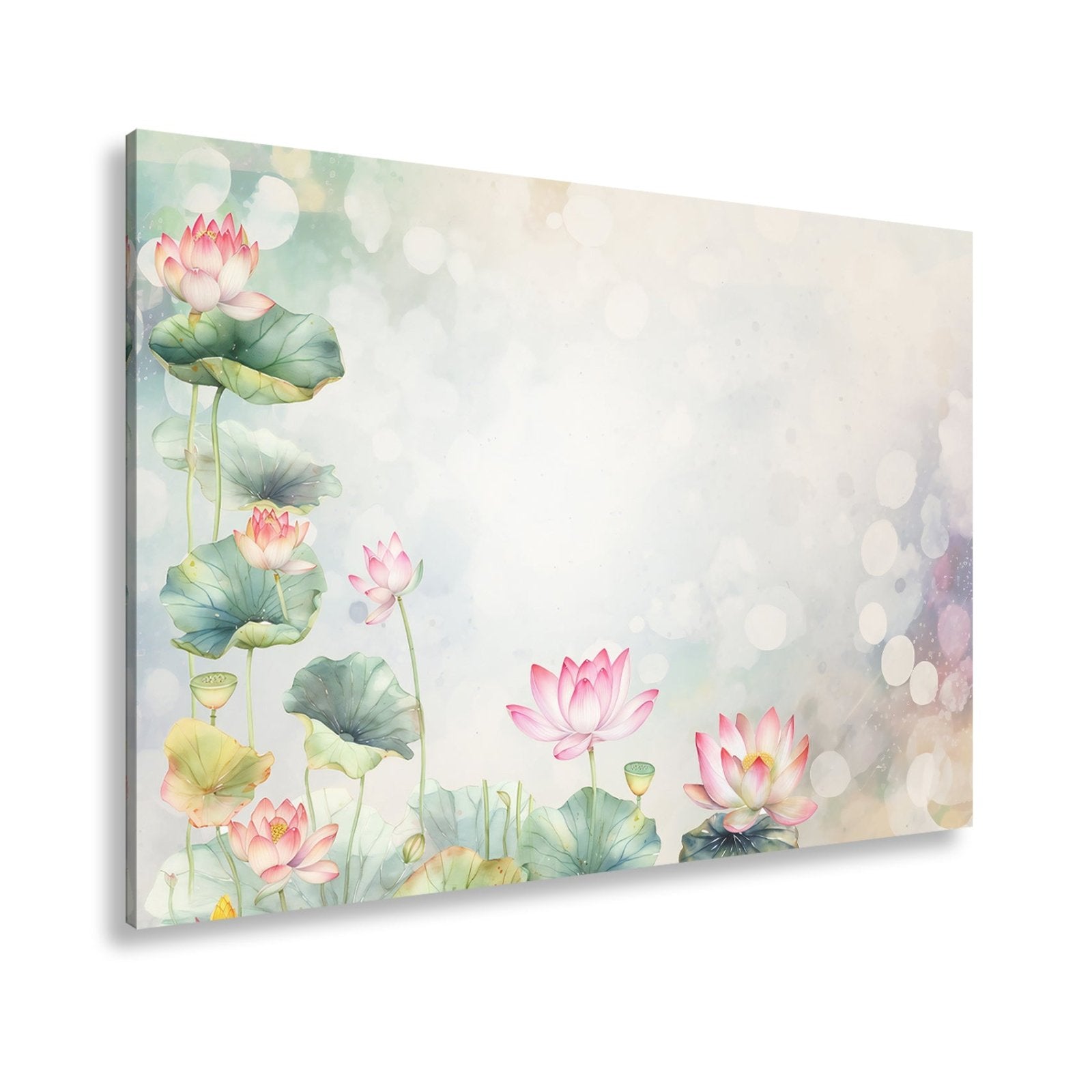 Leinwandbild XXL Lotusblüten Aquarell – Zart Verträumt - deyoli