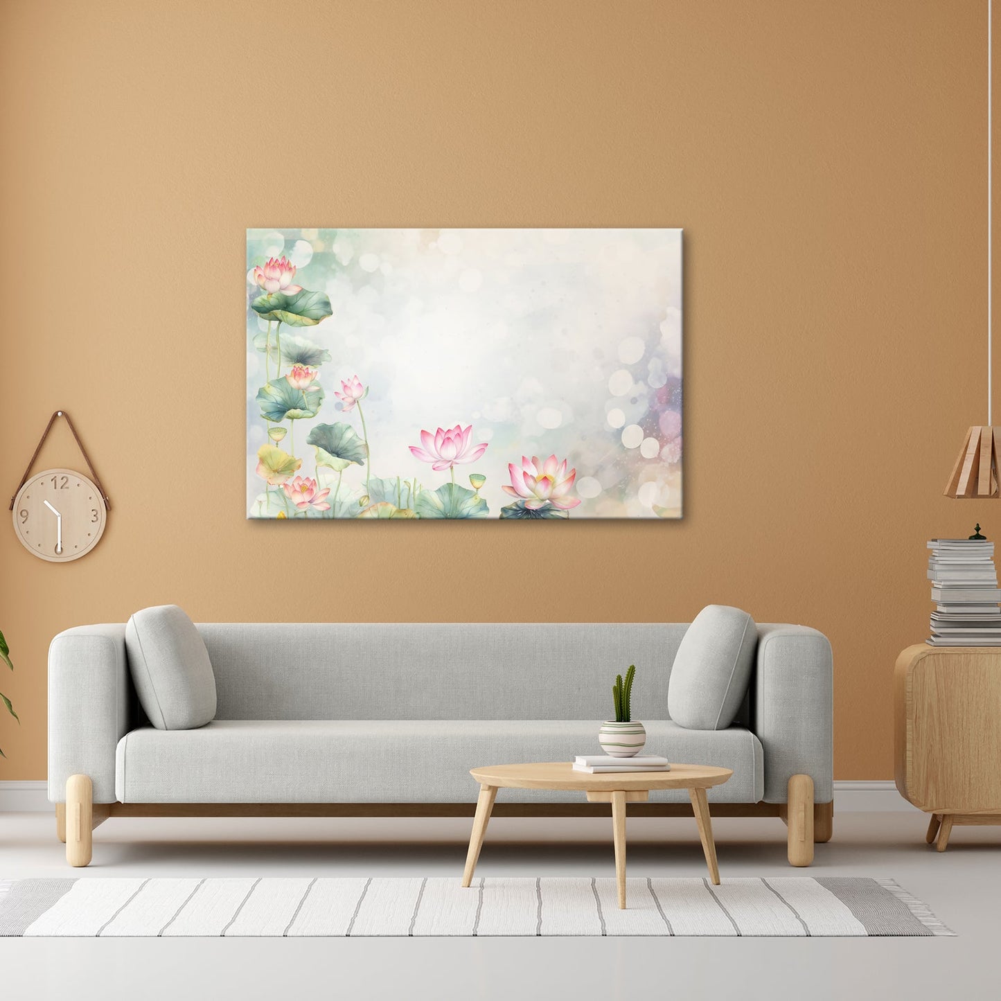 Leinwandbild XXL Lotusblüten Aquarell – Zart Verträumt - deyoli
